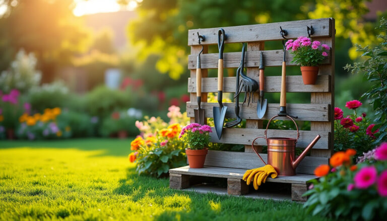 découvrez comment optimiser le rangement de vos outils de jardin en utilisant des palettes. transformez votre espace extérieur en un lieu organisé et esthétique grâce à des astuces pratiques et créatives.